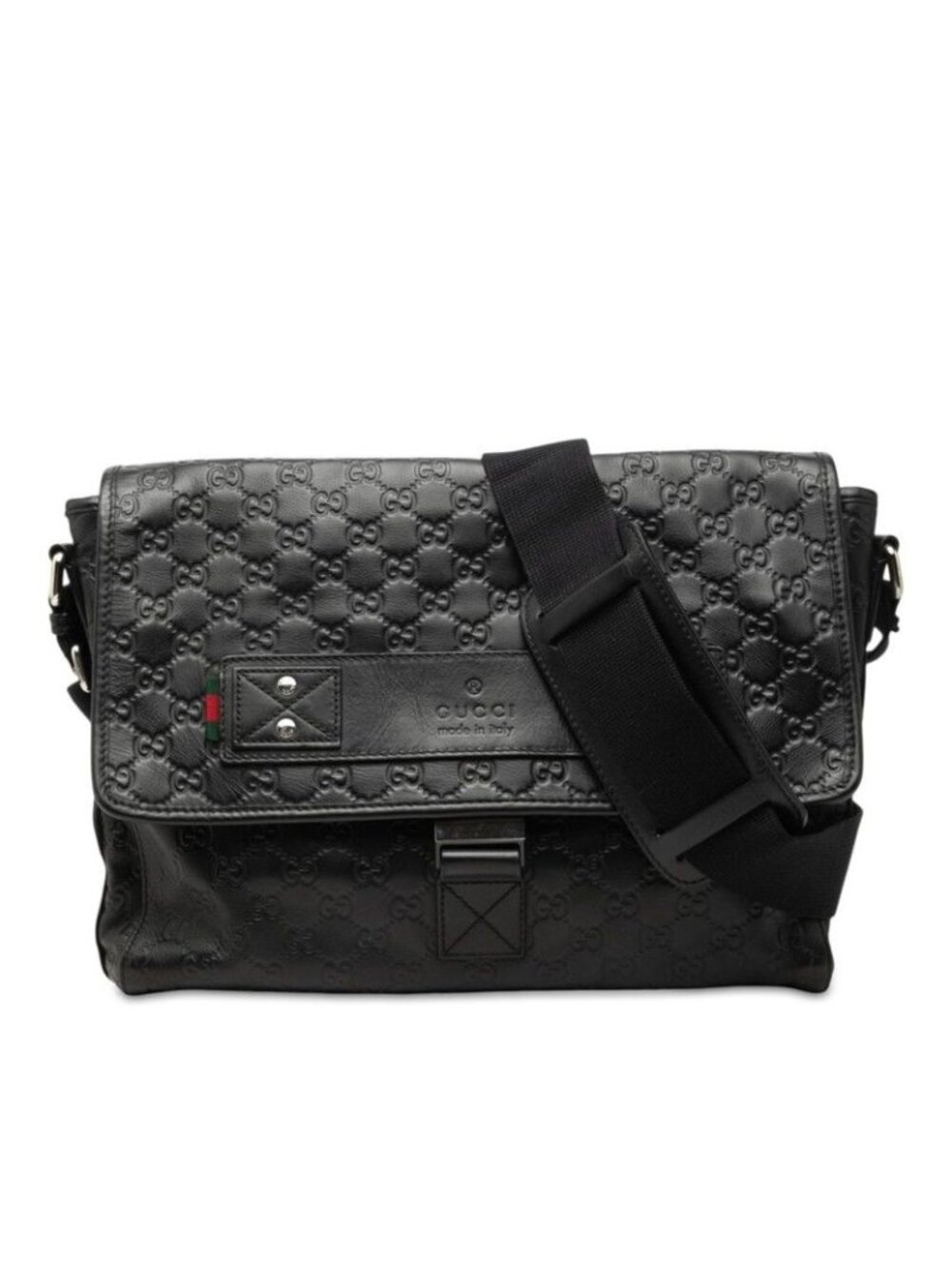Gucci Guccissima Shoulder Bag Black Leather